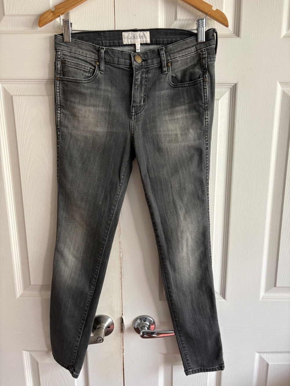 THE GREAT. Women's Washed Charcoal Skinny Jeans